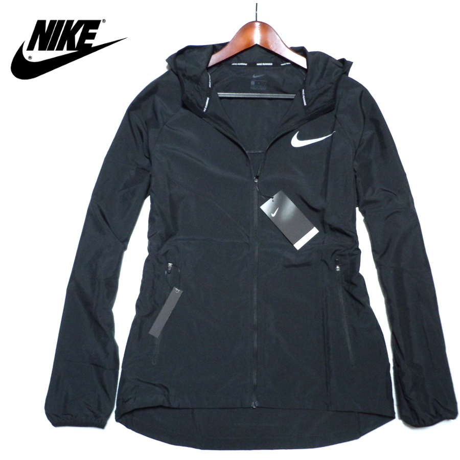 新品　NIKE　ナイロンジップフーディ　フーデッドジャケット　ベンチレーション　ブラック　サイズM　ナイキ RUNNING