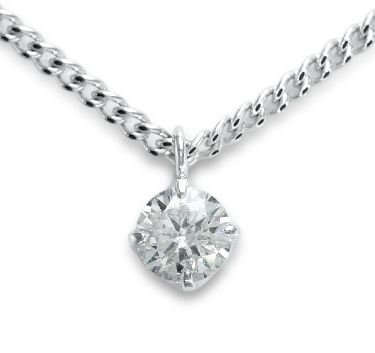 △天然ダイヤモンド 0.18ct 1.0g K18WG 41cm ネックレス 宝石 