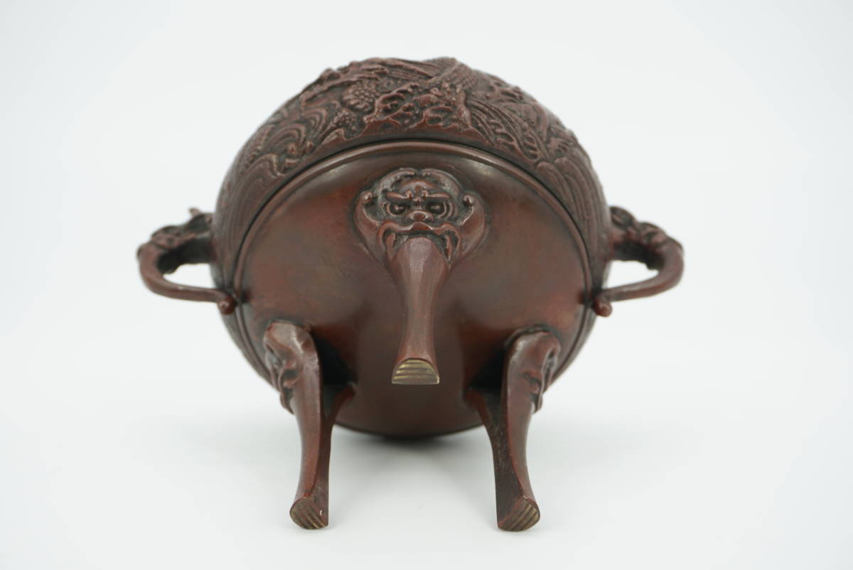 高岡銅器 香炉 米田秀保作 獅子摘み 龍耳 高岡銅器 Yahoo!オークション