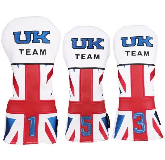 ヘッドカバードライバー/ウッド/ユーティリティ UT用カバー DR用／FW用／UT用 3点セットuk イギリス国旗 1番3番5番X番 自由に組み合わせ