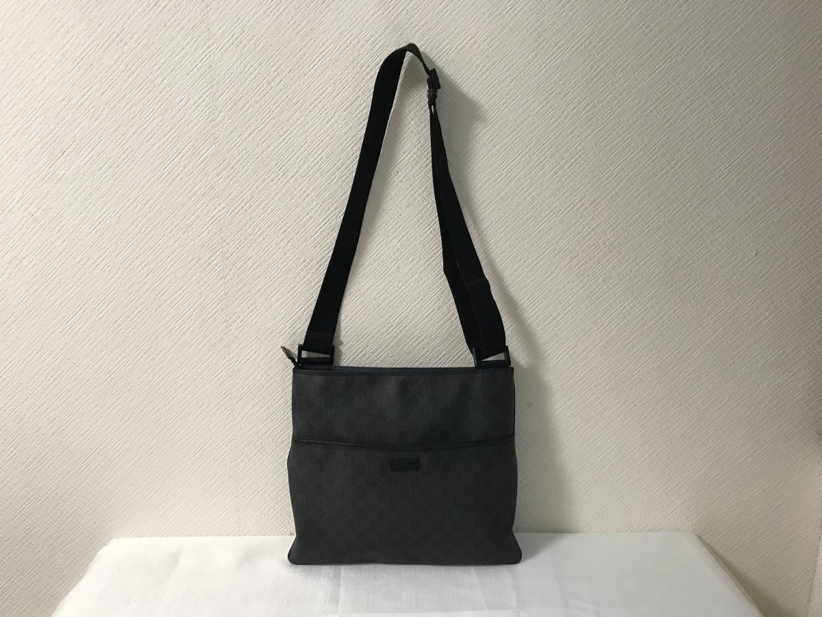 本物グッチGUCCI本革レザーPVCナイロンGG柄ショルダービジネスバッグ 