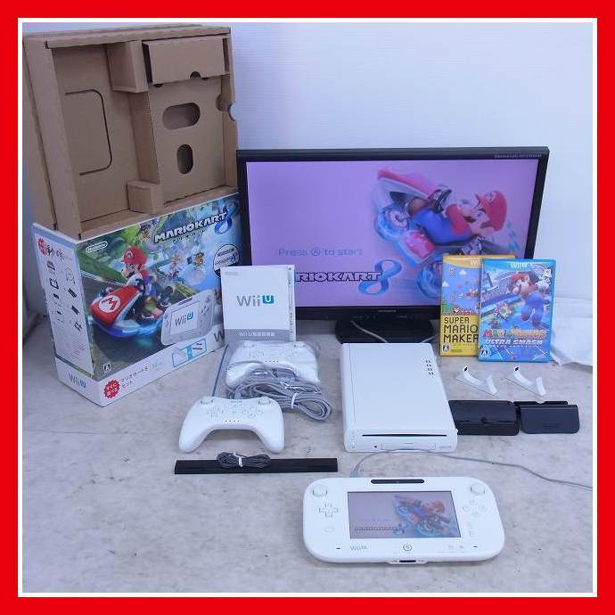 お買い得，セール WiiU 本体一式 シロ マリオカート8セット 箱説付+プロコントローラー2個+マリオテニス/マリオメーカー等 WiiUソフト2本付き 20(Wii U本体)｜売買されたオークション情報、yahooの商品情報をアーカ Wii U本体