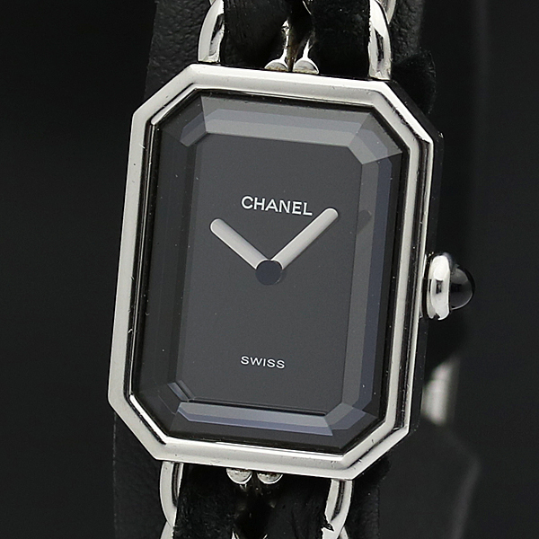 1円☆稼働品【CHANEL シャネル】プルミエール L シルバー×黒 チェーン 