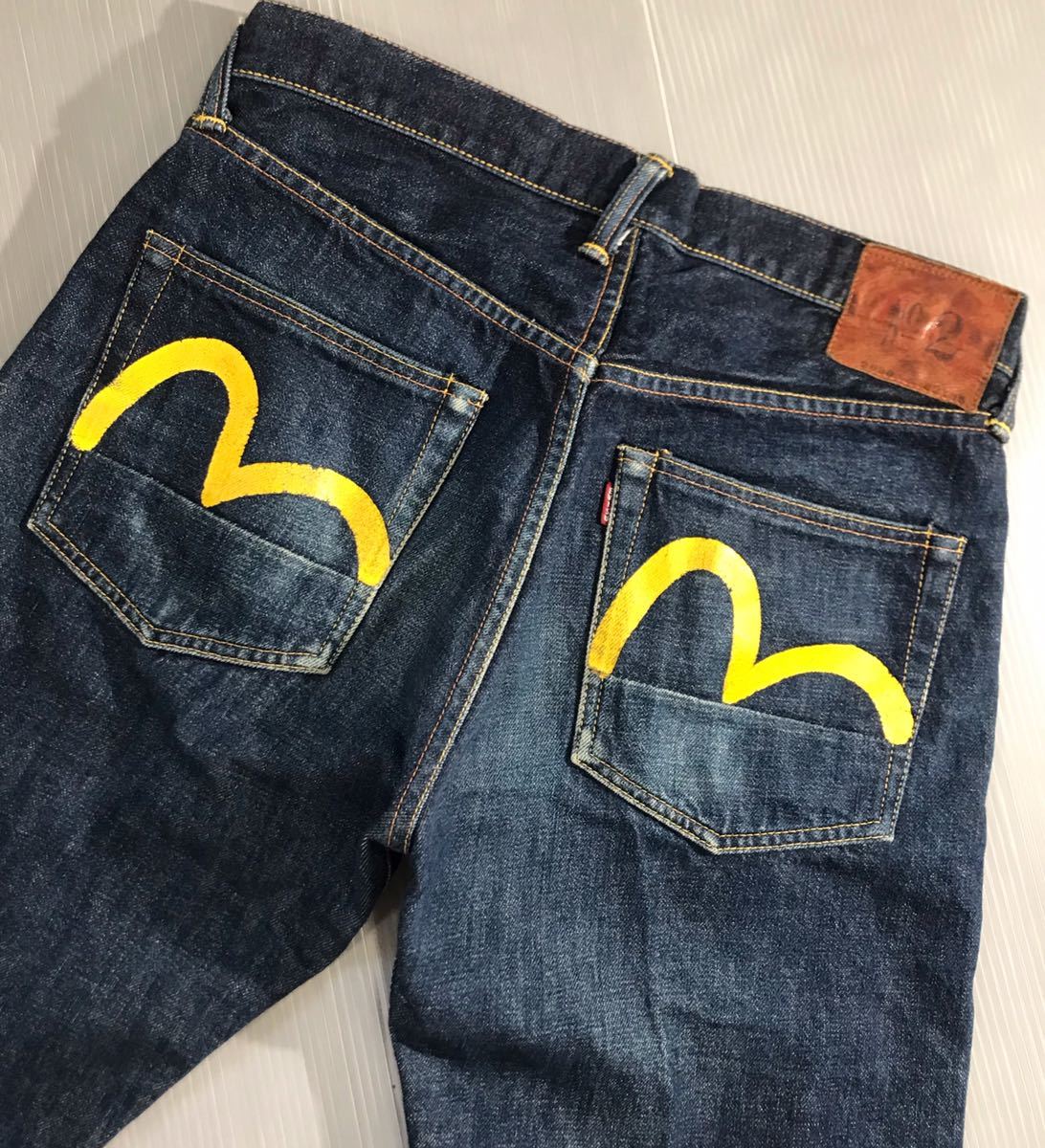 EVISU エヴィス》激シブ色落ち LOT 2000 NO2 黄色カモメペイント EVISU エヴィス》激シブ色落ち LOT 2000 NO2 黄色カモメペイント
