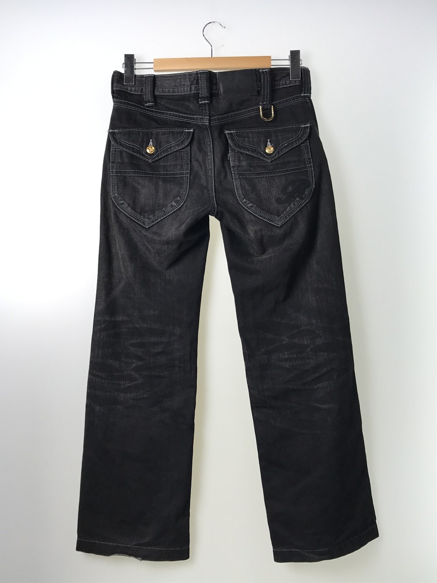 Roen◇スカル刺繍ブラックデニム⁄ストレートパンツ⁄32⁄デニム⁄BLK