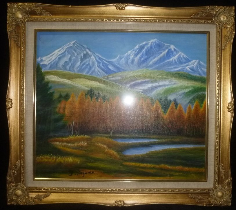 GINZA絵画館】リアリズム・中村英夫 油絵6号「畑地の小川」細密