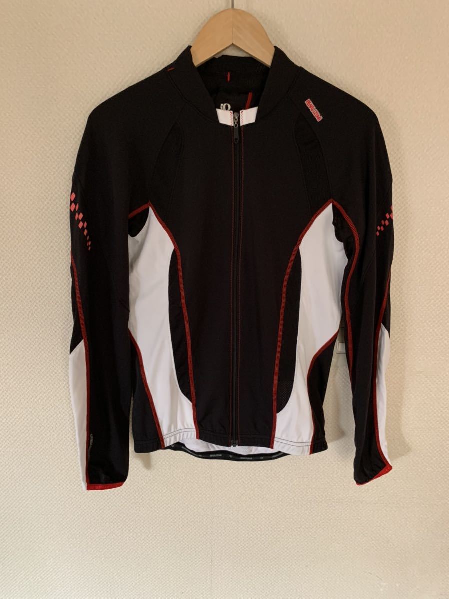 美品　サイクルジャージ　PEARL izumi パールイズミ ジャケット 黒×白×赤　Mサイズ　UV 長袖 ☆S4☆41☆