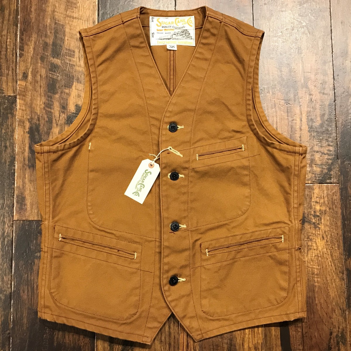 シュガーケーン 13oz.ブラウンダックワークベスト SC14375 138