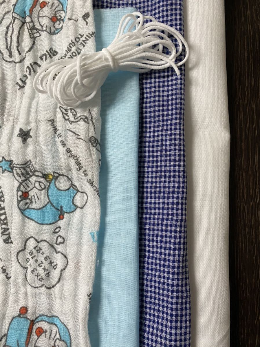 ガーゼ4種類☆約25×25cm☆マスクゴム3m付き_1