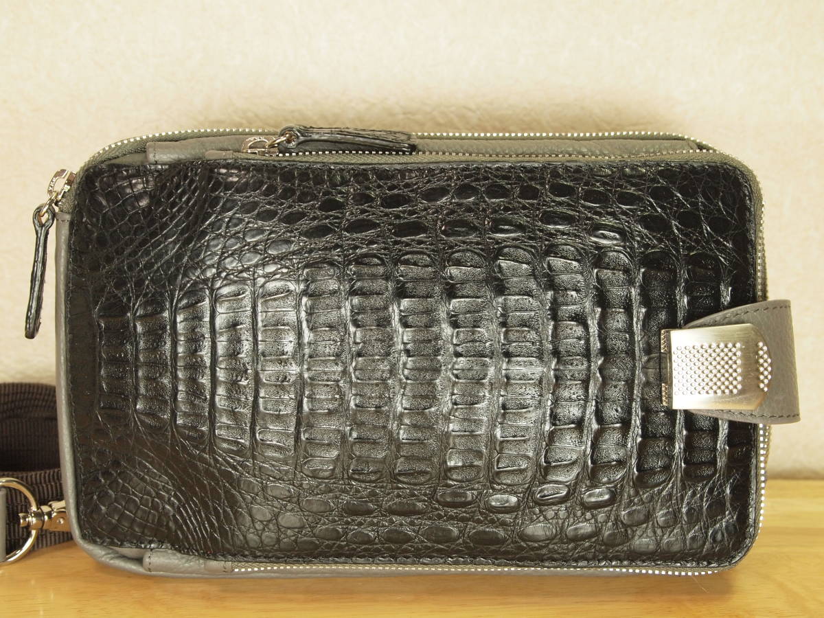 未使用 定9万 本物 最高峰 マット クロコダイル CROCODILE 一枚革 