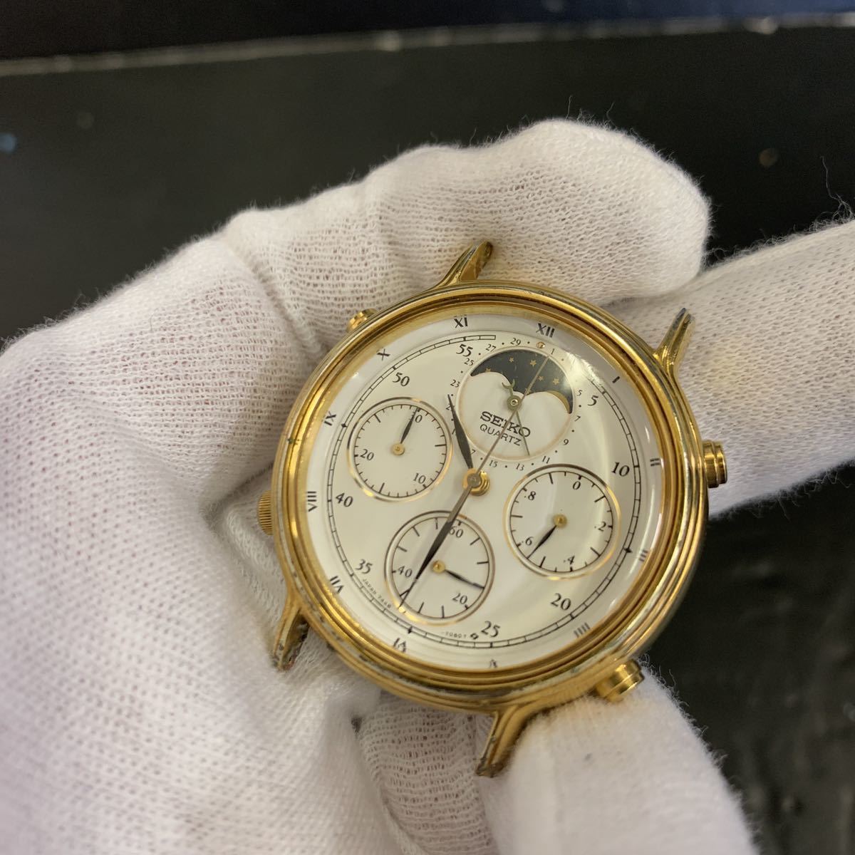 現状品・動作品/SEIKO セイコー ムーンフェイズ 7A48-7010・7020 
