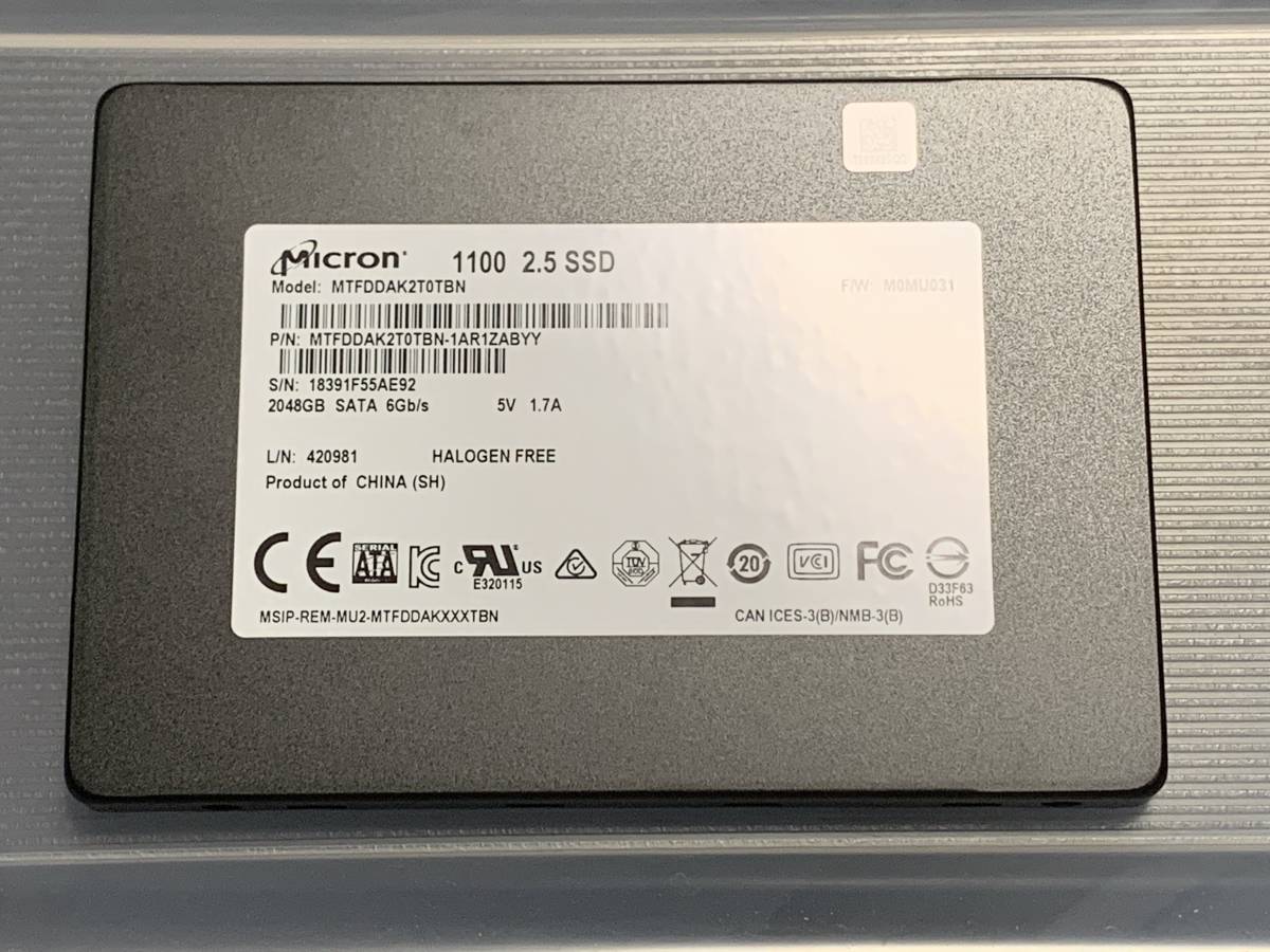  2048GB 売切 国内正規品 Micron 1100 MTFDDAK2T0TBN 1AR1ZABYY 2TB SSD(256GB～)｜売買されたオークション情報、yahooの商品情報をアーカイブ公開 - オークファン 256GB～