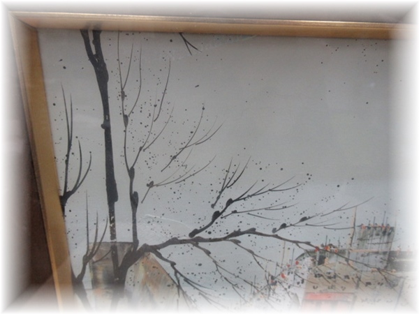 油彩画 パリ セーヌ河ポンマリー橋 宮腰 潤 油彩画パリセーヌ河