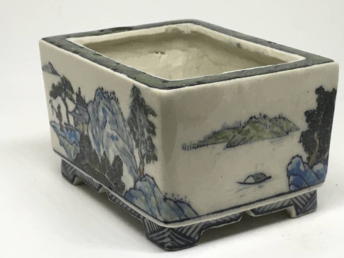 美芸　六角　盆栽鉢 美芸】『朱泥切立内縁隅入切足六角鉢』（角〜角6.7㎝） 唐峰作 【公式
