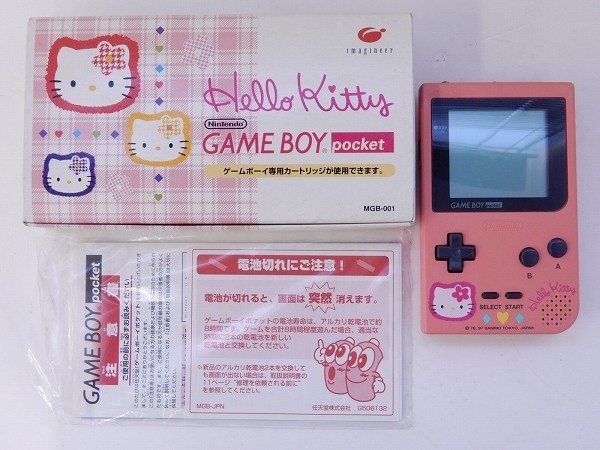 C872-S4-2899◎Nintendo 任天堂 ゲームボーイポケット Hello Kitty ハローキティ MGB-001 ピンク 箱・取扱説明書 付 現状品⑬◎