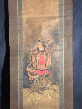紙本 仏画 愛染明王 密教 江戸期 掛軸 日蓮 仏教 彩色画 肉筆画 美術