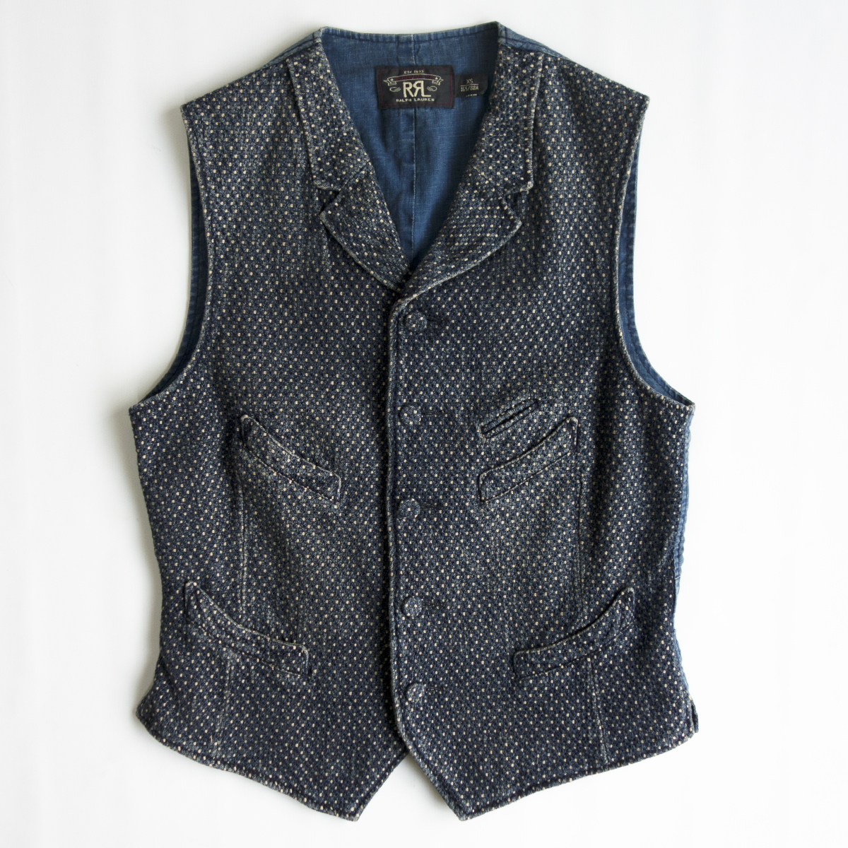 RRL インディゴ ベスト VEST 刺し子 DOBBY COTTON INDIGO ラルフ 