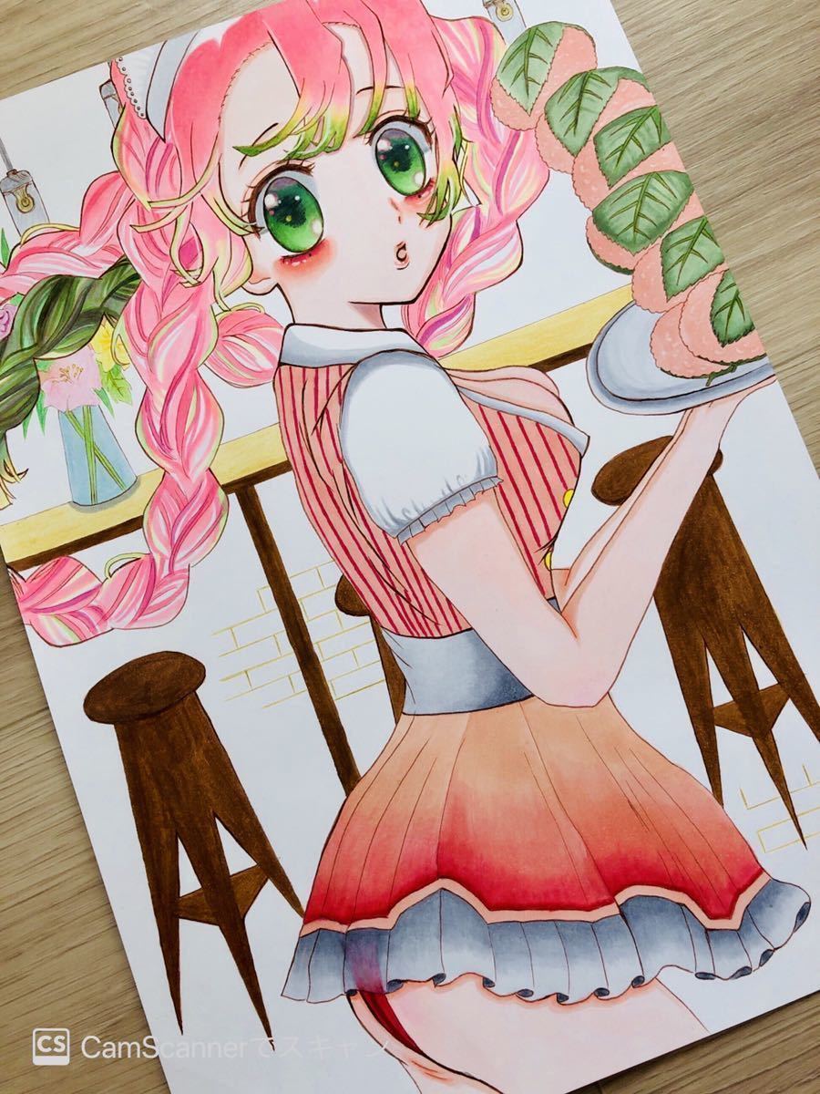 同人手描きイラスト 鬼滅の刃 甘露寺蜜璃 蜜漓 かんろじみつり 新品 A4