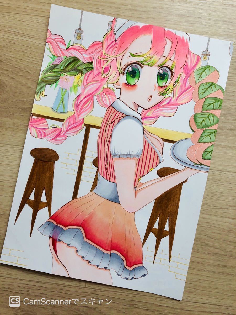 同人手描きイラスト 鬼滅の刃 甘露寺蜜璃 蜜漓 かんろじみつり 新品 A4