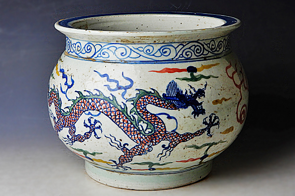 中国古玩 唐物 42cm 清朝期 染付花瓶図合子香合 蓋物 検⁄乾隆道光