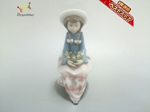 リヤドロ LLADRO 陶器 ブルー×パープル×マルチ 置物/少女/フラワー
