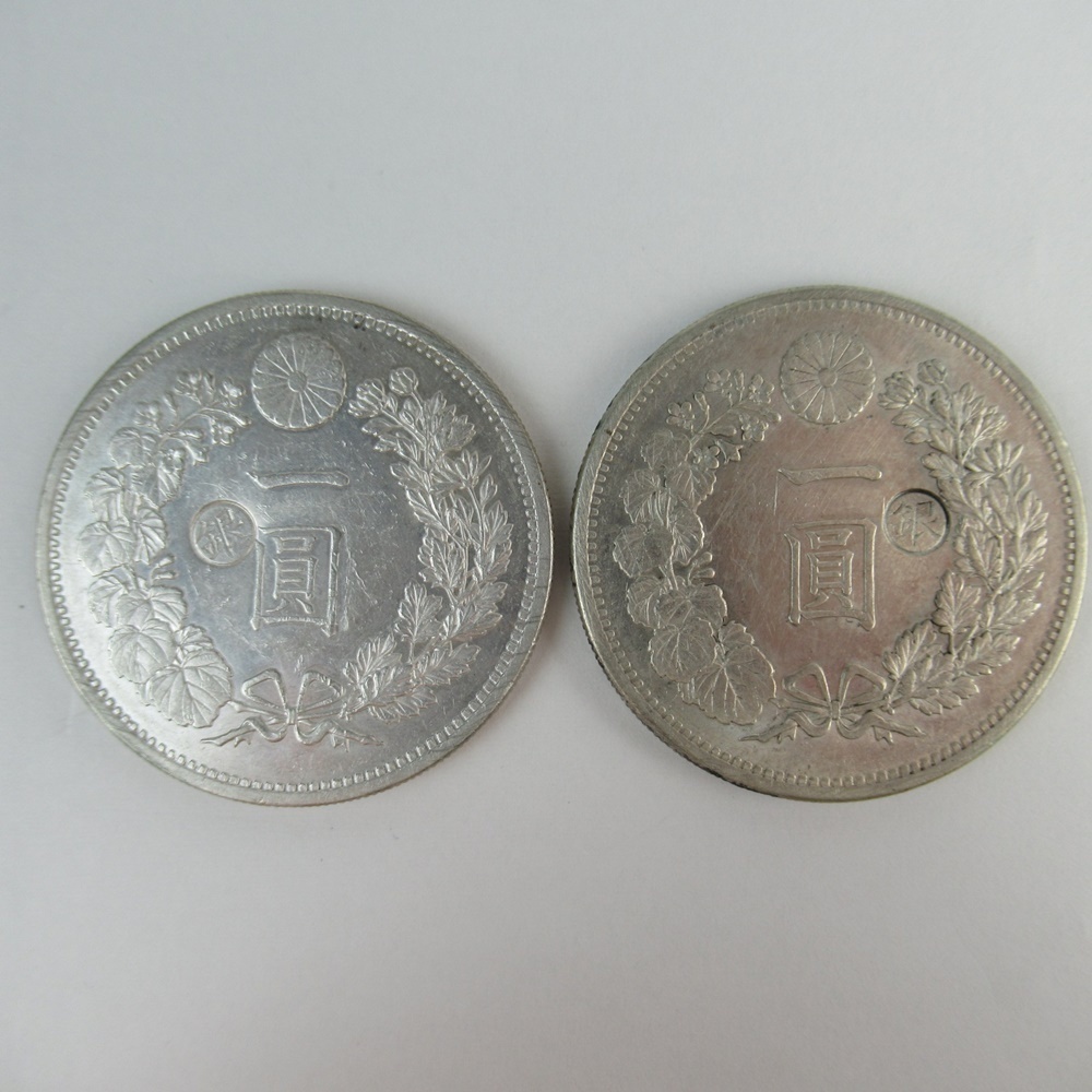 美品 明治十三年 大型新一圓銀貨 一円銀貨 古銭 硬貨 日本　飛天 最適な価格 新1円銀貨(大型) 明治13年/15年 2枚セット 古銭/一圓銀貨