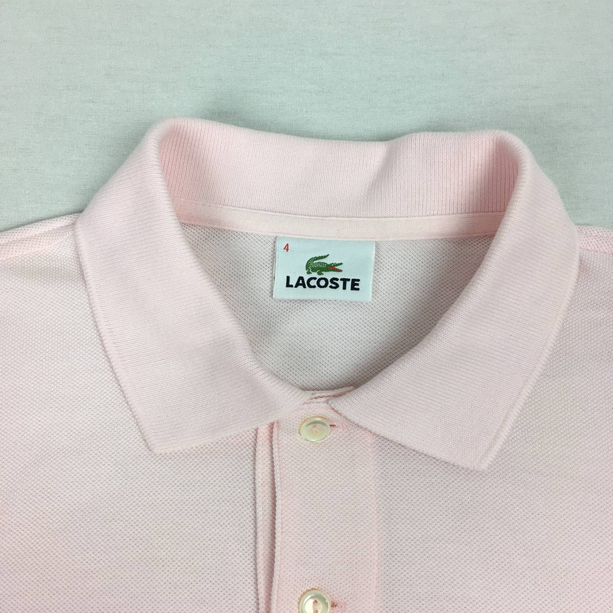 LACOSTE ラコステ ポロシャツ L1212X 鹿の子 サイズ4 ピンク 日本製 