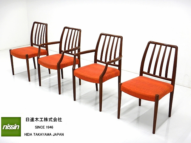 【人気，大得価】 tr5474 展示品 アクタス 飛騨家具 日進木工 北欧 オーク材 ダイニングチェア 4脚セット イス カフェ(ダイニングチェア)｜売買されたオークション情報、yahooの商品情報をアーカイブ公開 - オー ダイニングチェア