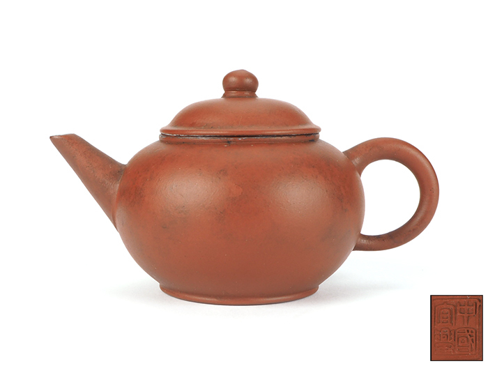 夢工房】唐物 中国宜興 紫砂壷 朱泥 煎茶 急須 長幅10.5㎝ CA-416 唐