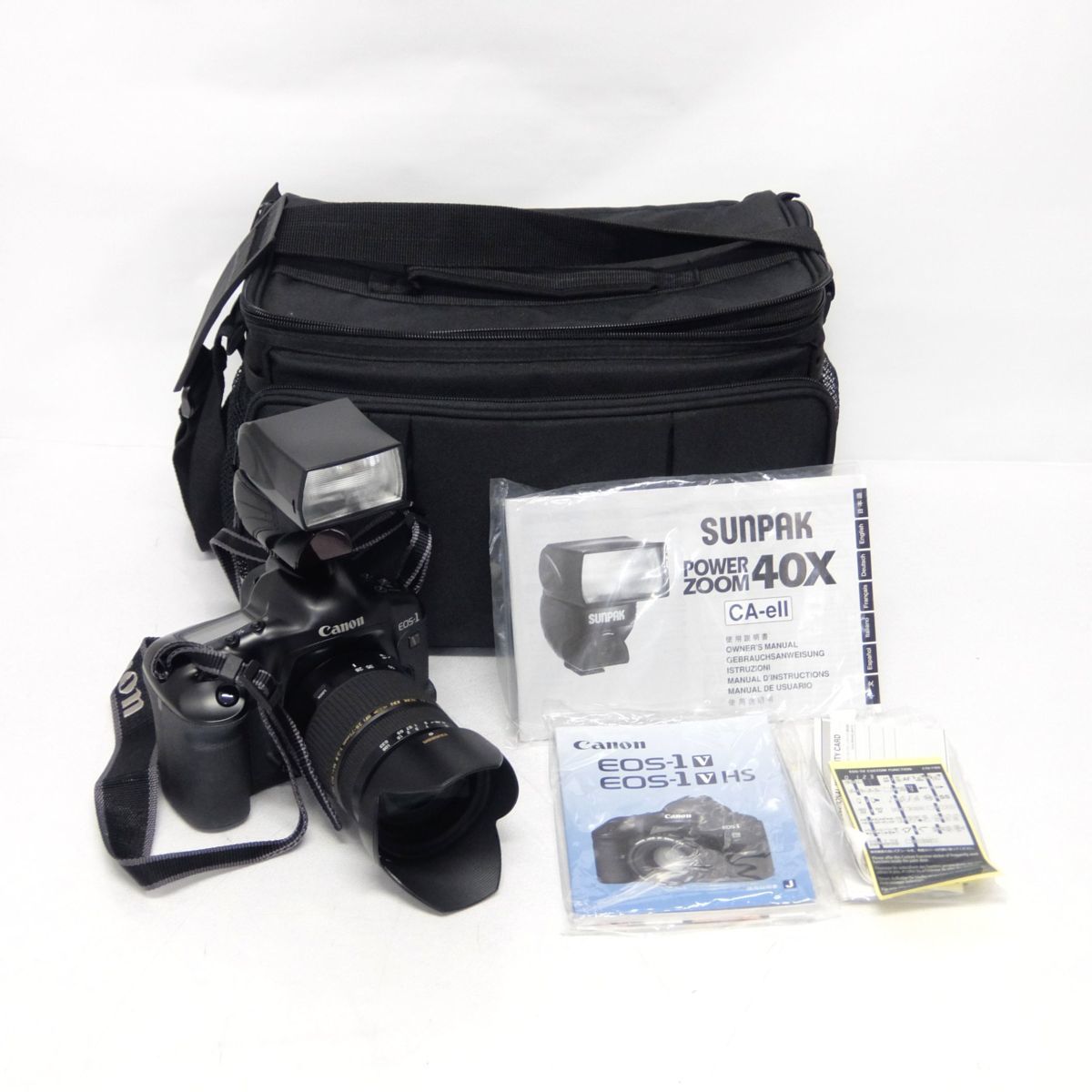 Canon EOS-1V フィルム一眼レフカメラ （タムロンレンズ/SUNPAK PZ40X