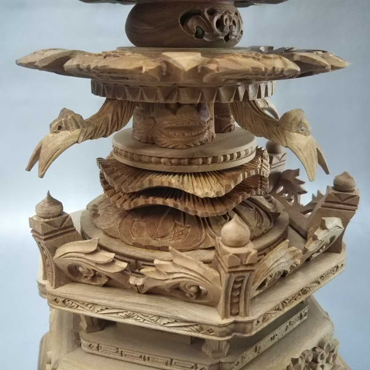 大日如来 仏像 木彫 六角台座 | 仏教美術 上彫り 本柘植仏像 桧木
