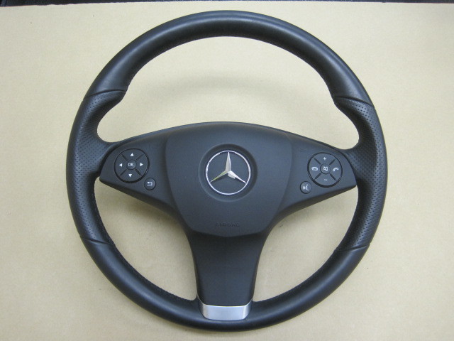 ■BENZ　E250　C207　CGI 2010年式　純正　黒革　パンチングレザー　ハンドル　ステアリングホイール　パット付き ■