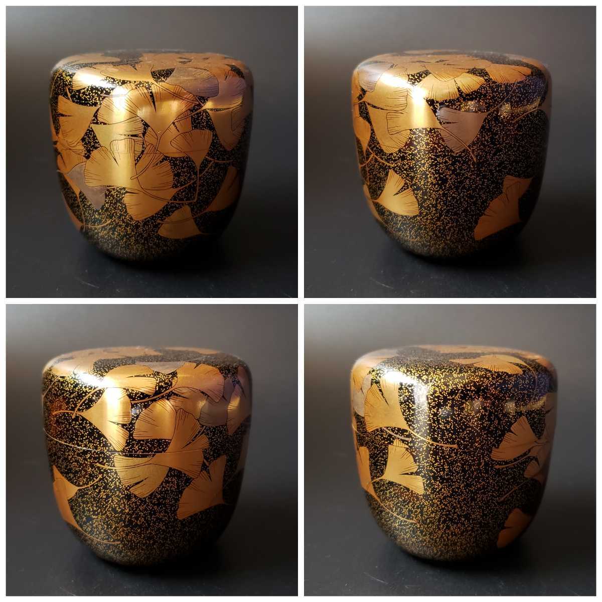 m217▽良▽江戸時代乾漆毛彫花鳥文吹雪棗 検 裏千家表千家江戸千家不白 