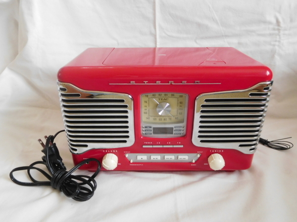 昭和レトロデザイン/ティアック TEAC AM FM ラジオ CDプレーヤー SL-D80 赤/ラジオ視聴可/CD NG/現状渡し_1