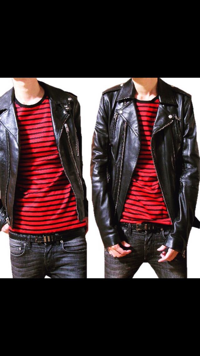 Dior homme ポロシャツ レッド ディオールオム エディスリマン ディオールオム 2004 04AW レッド ブラック ボーダー Tシャツ