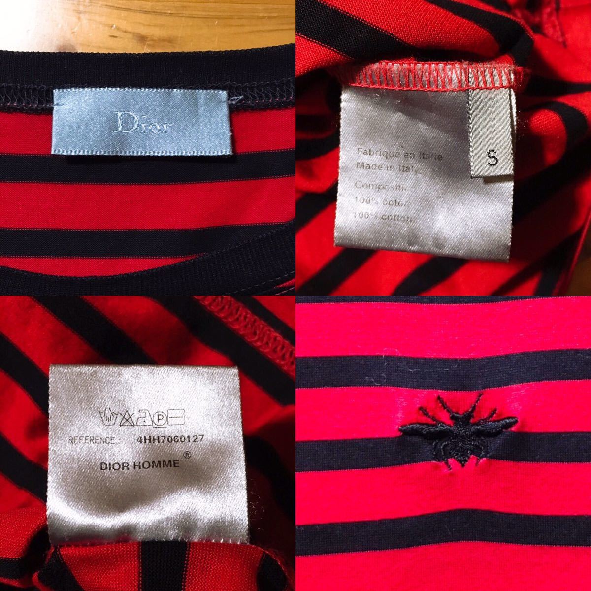 Dior homme ポロシャツ レッド ディオールオム エディスリマン ディオールオム 2004 04AW レッド ブラック ボーダー Tシャツ