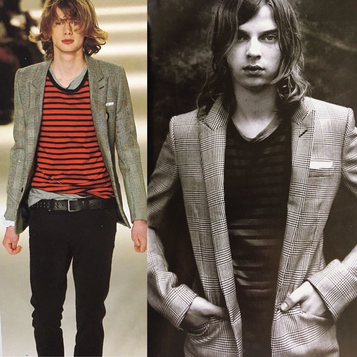 Dior homme ポロシャツ レッド ディオールオム エディスリマン ディオールオム 2004 04AW レッド ブラック ボーダー Tシャツ