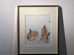 真作】【WISH】古沢岩美 「裸婦」水彩 扇面 ◇魅惑の裸婦 〇