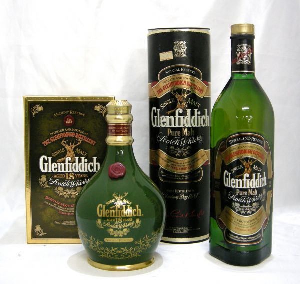 超激得 1000円スタート 酒2本セット Glenfiddich 18年 ANCIENT RESERVE 陶器ボトル/Glenfiddich Pure Malt グレンフィディック 未開栓 箱付 U883(セット、詰め合わせ)｜売買されたオークション情報、yahooの商品情報を セット、詰め合わせ