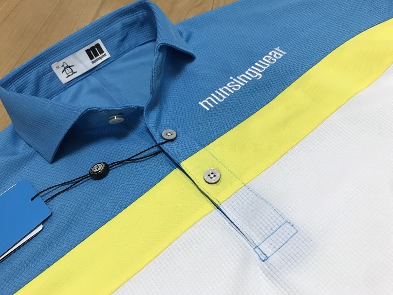 マンシングウェア Munsingwear MUNSINGWEAR ストレッチ 半袖ポロシャツ MUNSING WEAR 半袖 ポロシャツ NIR -デサントストア SUNSCREEN 新品タグ付 L メンズ ロゴジャカード半袖ポロシャツ(半袖シャツ・ポロシャツ