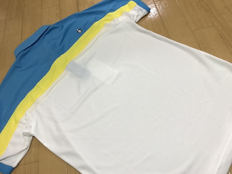 マンシングウェア Munsingwear MUNSINGWEAR ストレッチ 半袖ポロシャツ MUNSING WEAR 半袖 ポロシャツ NIR -デサントストア SUNSCREEN 新品タグ付 L メンズ ロゴジャカード半袖ポロシャツ(半袖シャツ・ポロシャツ