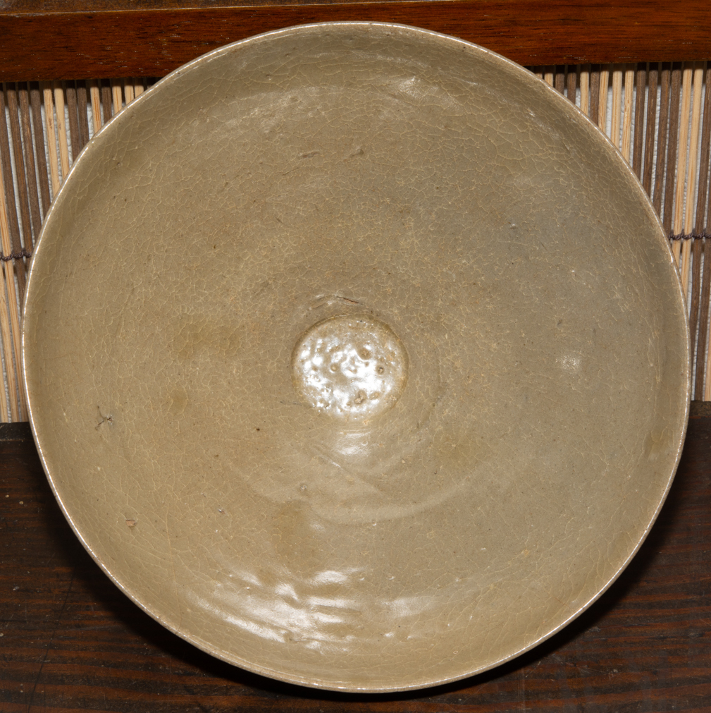 道XF2774李朝時代初期青磁蓮弁文茶碗 高麗青磁茶碗 海南郡玉泉面山中