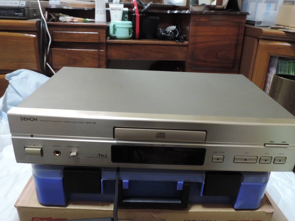 DENON フルサイズ　高音質CDプレーヤ　DCD-755AE　PU交換済　取説付き　CDRテストOK！ DENON - デノン ブラック DCD-755AE-SP CDプレーヤーの