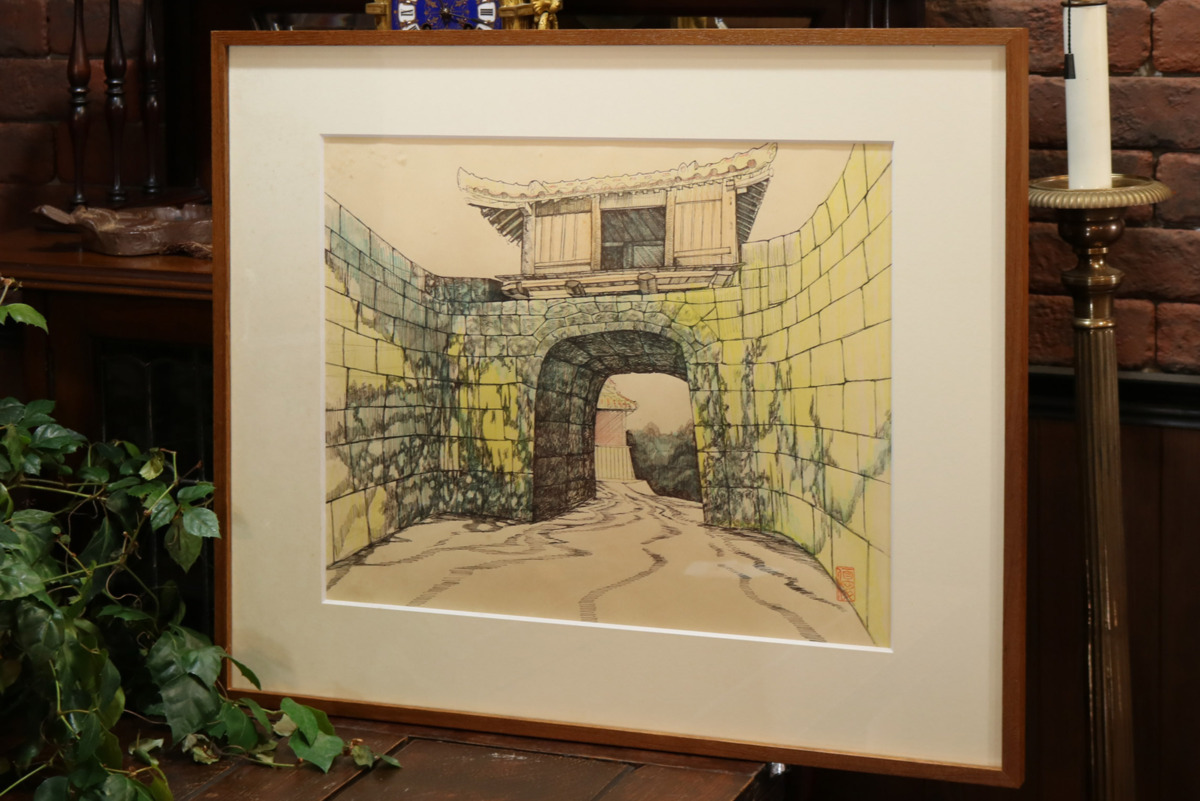 侍】『吉川優』真作 沖縄デッサン 額装 山口県孤高の画家 中目展等受賞