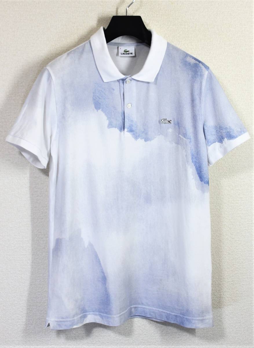 ◆LACOSTE ラコステ◆PH7322 アクアレル＝水彩画 半袖 かのこポロシャツ:4 白ワニ 