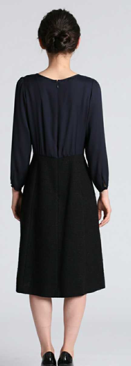 雑誌掲載 19号 大きいサイズ フランドル イネド エフデ姉妹ブランド ネイビーファンシーツィードとブラウスのワンピース 秋冬 ワンピース 売買されたオークション情報 Yahooの商品情報をアーカイブ公開 オークファン Aucfan Com