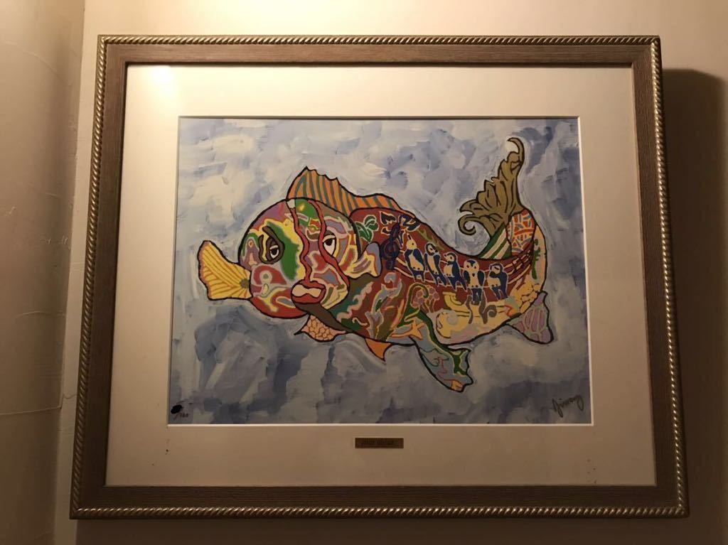 ジミー大西 | F4号手描き作品 新品額 ジミー大西ピースフィッシュ額縁