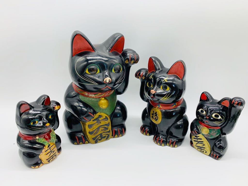 高品質，人気SALE コロナ退散縁起物 福を呼ぶ黒い招き猫 4体(和風)｜売買されたオークション情報、yahooの商品情報をアーカイブ公開 - オークファン 和風
