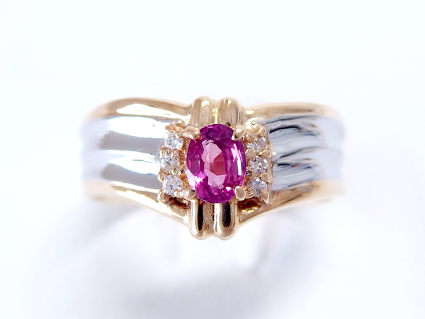 最落なし☆Pt900/K18 コンビ ルビー0.22ct/ダイヤ 0.04ct リング 11号 