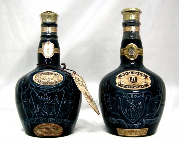 大人気，正規品 1000円スタート 酒2本セット ROYAL SALUTE 21年 青陶器×2 ロイヤルサルート 700ml 40% 1330g/1325g 未開栓 N846